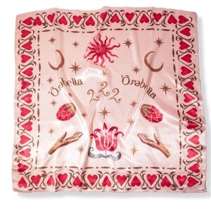 Orabella Pink Heart & Celestial Square Scarf